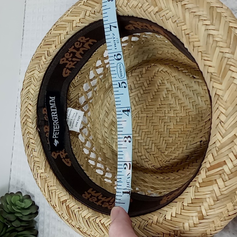 Peter Grimm Straw Pork Pie Hat w/Multi Color Crossgrain Band & Feather Accents - Picture 12 of 14